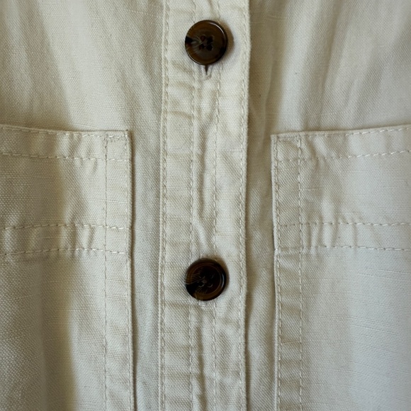 Banana Republic Cream Cotton Tie Waist Jumpsuit - Picture 8 of 12